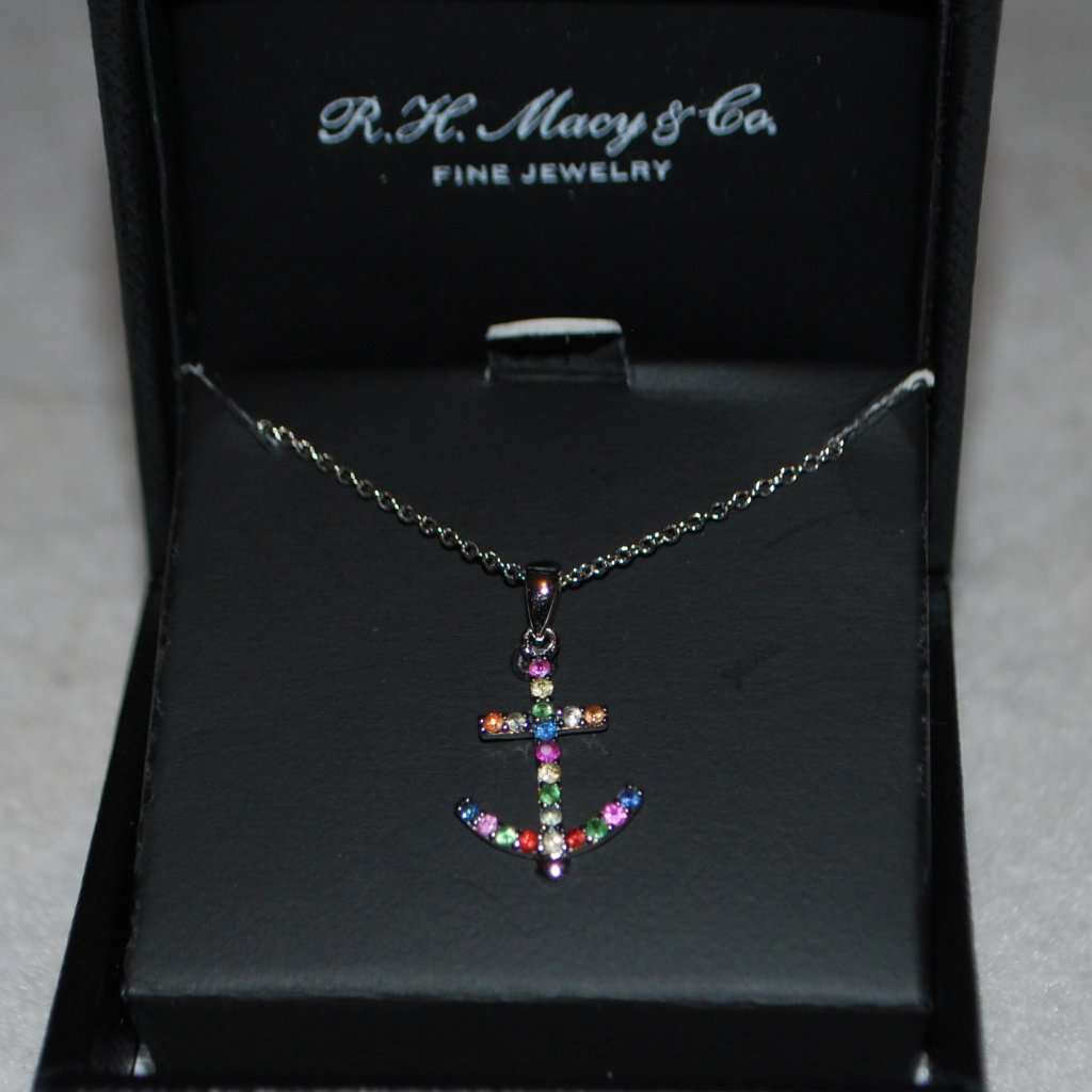 Effy Multi-Sapphire Sterling Silver Anchor Necklace - Nwot 235$